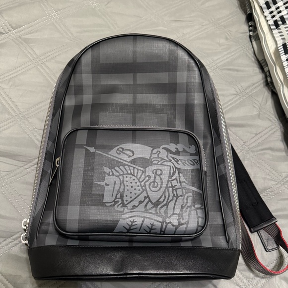 Burberry Black and Gray Plaid Men's Backpack - Picture 1 of 10